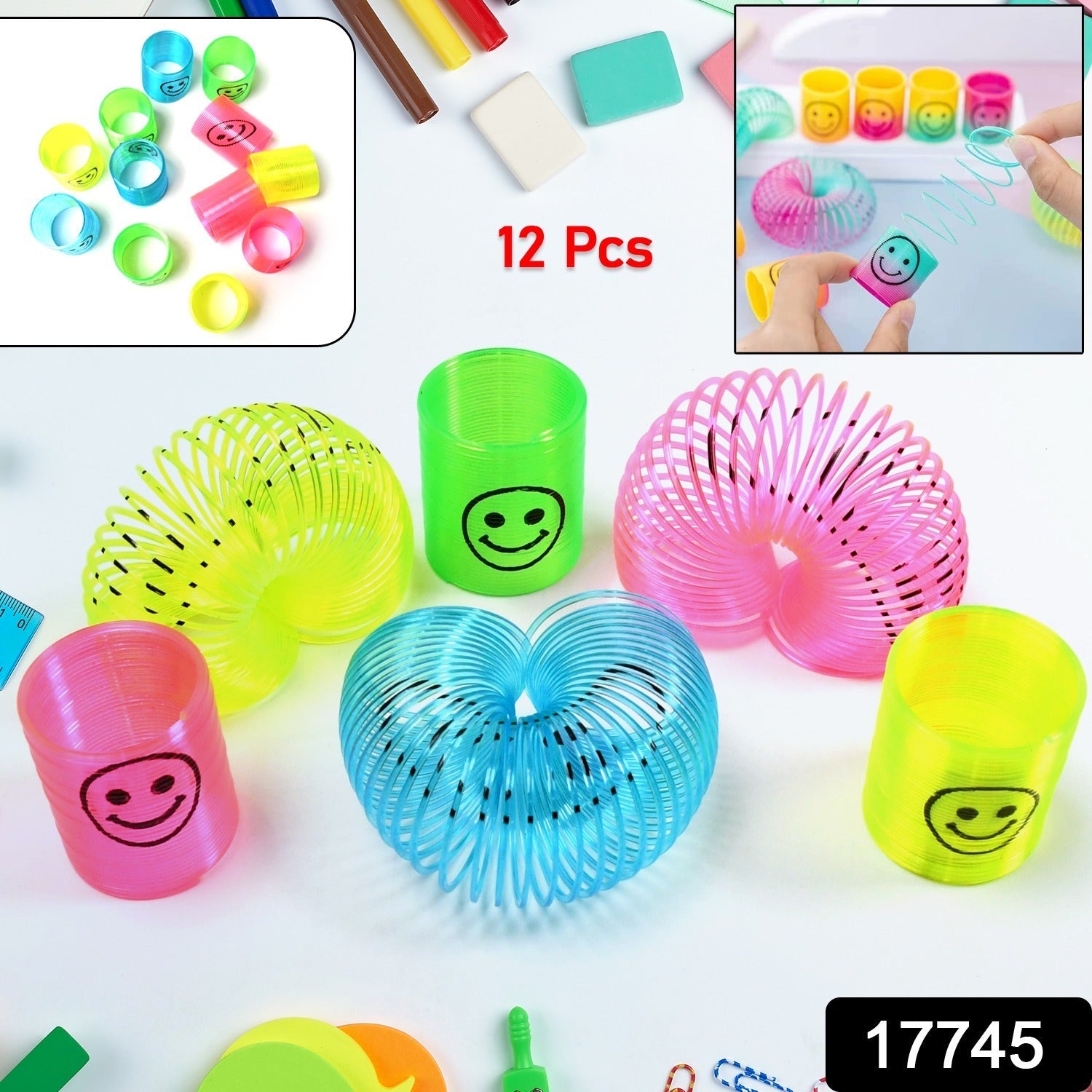 Multicolor Magic Smiley Spring, Spring Toys, Slinky, Slinky Spring Toy, Toy for Kids for Birthdays, Compact and Portable Easy to Carry (12 Pcs Set) Multicolor Magic Smiley Spring, Spring Toys, Slinky, Slinky Spring Toy, Toy for Kids for Birthdays, Compact and Portable Easy to Carry (12 Pcs Set)